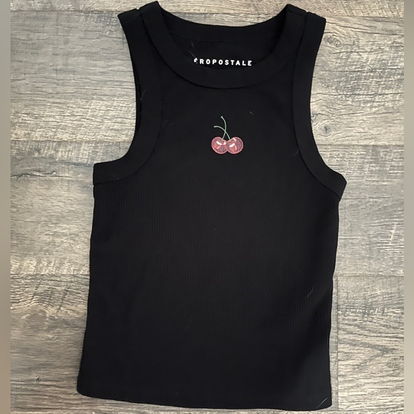 Aeropostale Black Tank Top with Cherry Motif - Picture 1 of 3